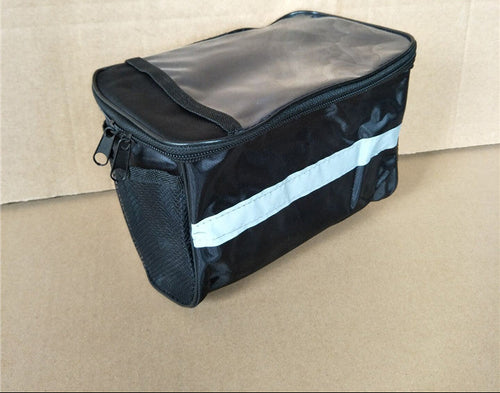 waterproof bicycle handlebar storage bag with clear touchscreen phone pocket and reflective safety strip Bowlift