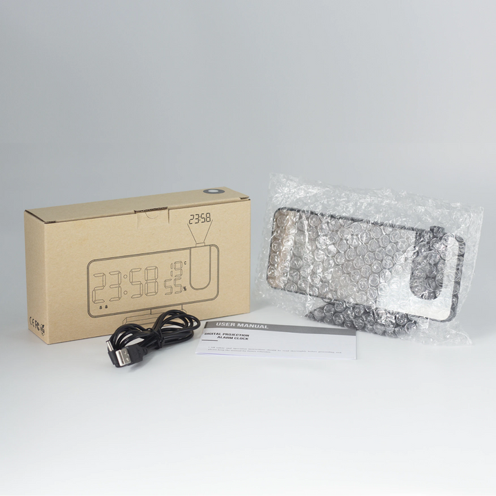 Innovative LED Projector Alarm Clock with USB Bowlift