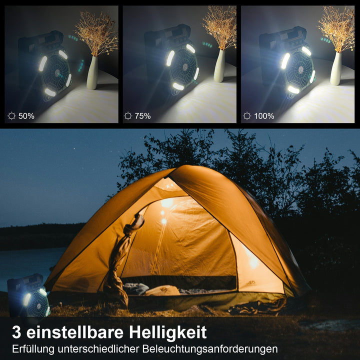 Portable Solar Camping Fan LED Light | Bowlift