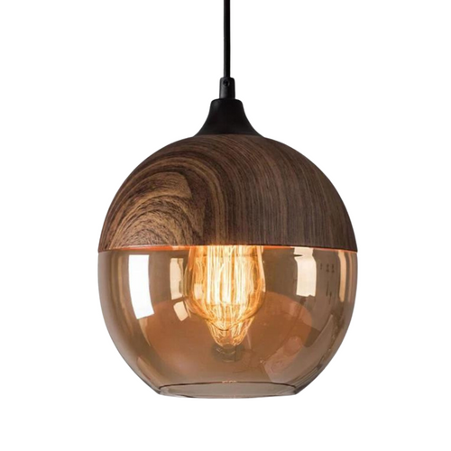 BowLift | Scandinavian Pendant Lamp made of Wood and Tinted Glass