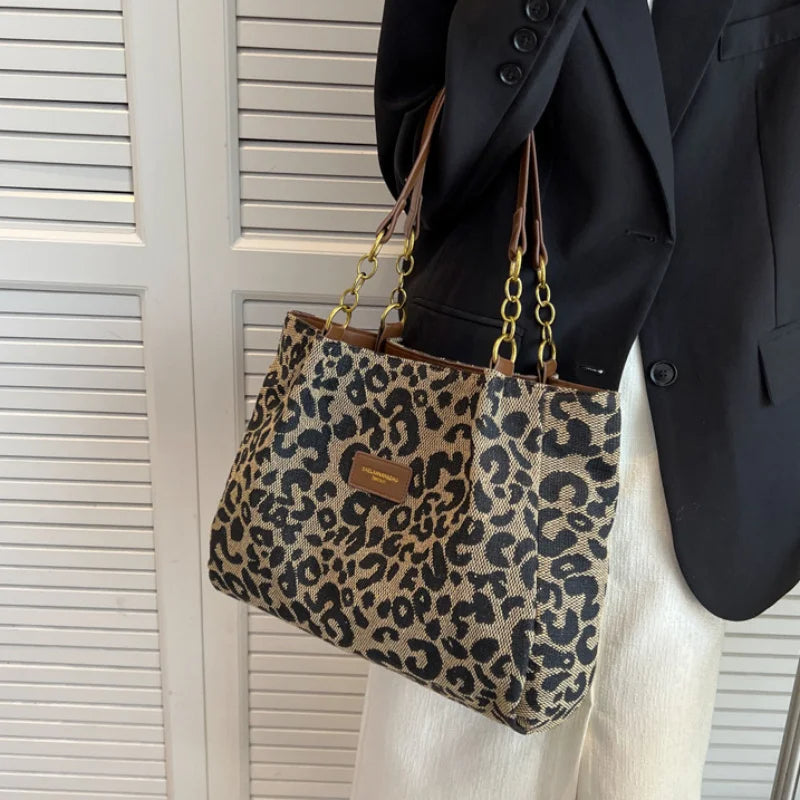 BowLift | Ladies Handbag Leopard Print One Size Faux Leather