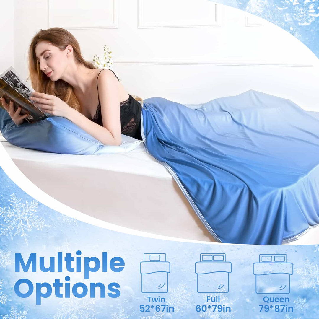 Q-Max > 0.5 Gradient Blue Cooling Blanket – Double-Sided, Breathable & Machine Washable | Bowlift