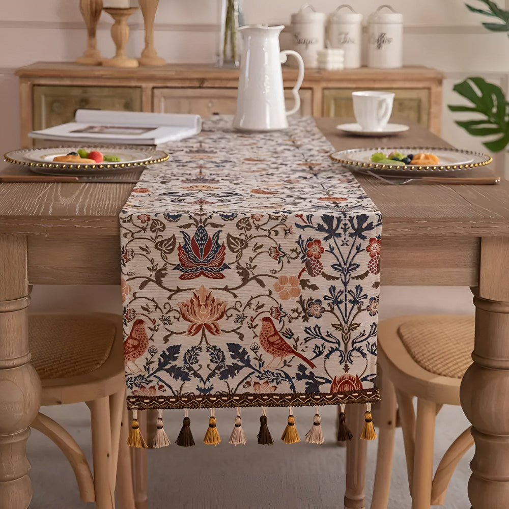 BowLift | Vintage Floral & Bird Jacquard Table Runner