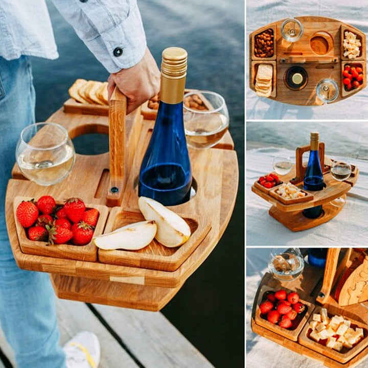 BowLift | Portable Wooden Picnic Wine Table