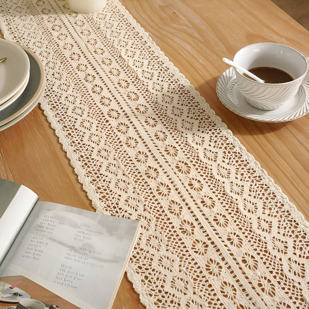 BowLift | Rustic Crochet Bloom Table Runner