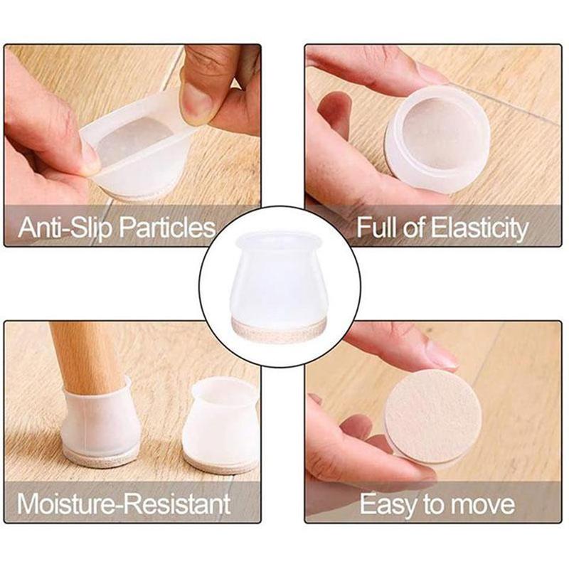 Upgraded Furniture Silicone Protection Covers Chair Leg Covers with Felt | Bowlift