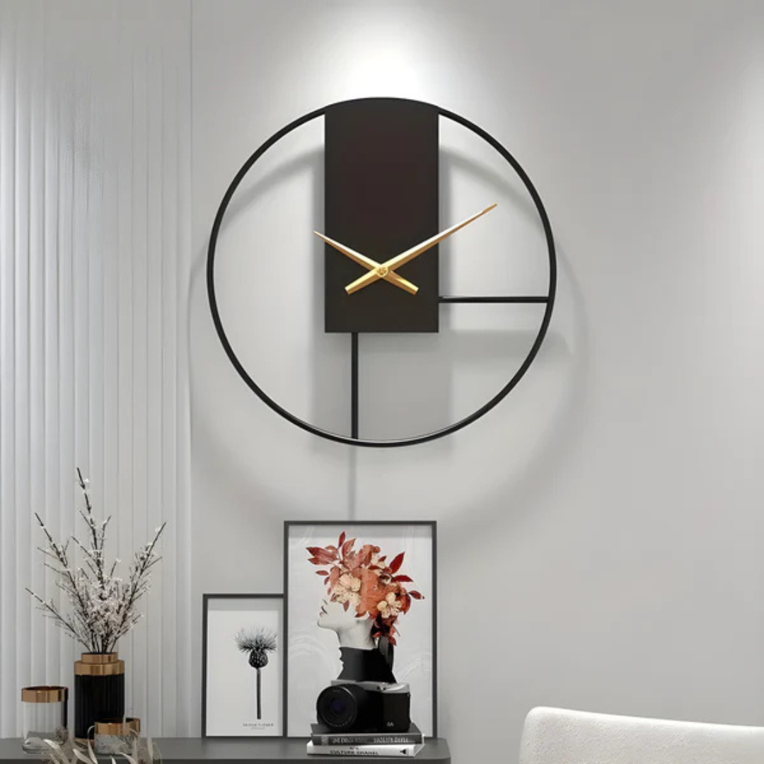 BowLift | Aurum | Large Wall Clock Modern Black 40 cm Minimalistic