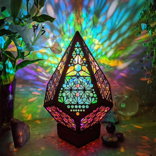 Bohemian Polar Star Wooden Floor Lamp, LED Colorful Star Projector | Bowlift