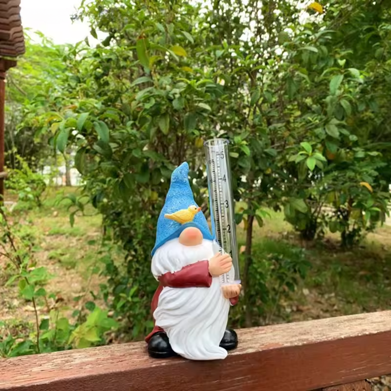 BowLift | Gnome Garden Statue with Resin Rain Gauge
