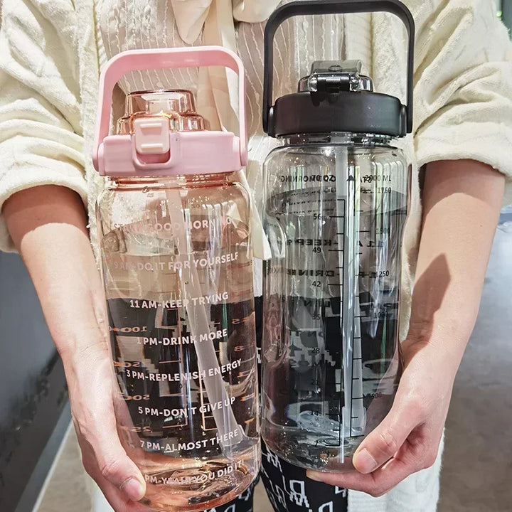 BowLift | 2L Portable Sports Water Bottle with Straw and Time Markings