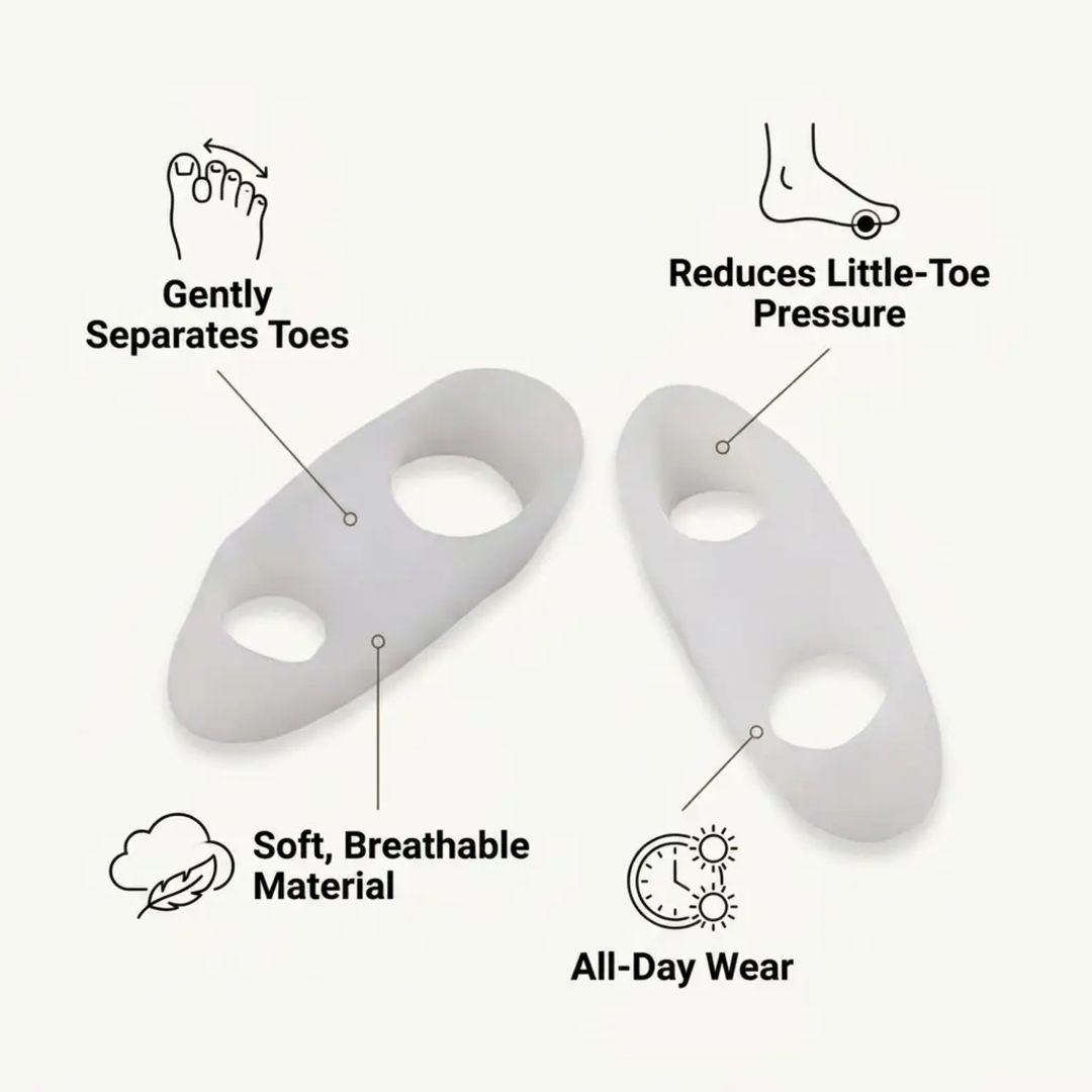 ToeGuard Orthopedic Toe Spacers | Bunionette Corrector - Little Toe Straightener - for Bunions - Hammertoe and Toe Alignment Bowlift