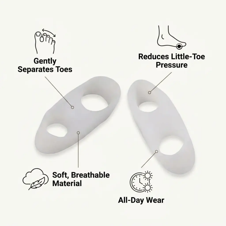 ToeGuard Orthopedic Toe Spacers | Bunionette Corrector - Little Toe Straightener - for Bunions - Hammertoe and Toe Alignment Bowlift
