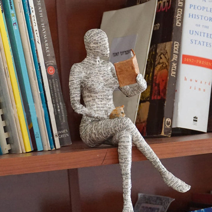 Resin Modern Reading Woman Statue Ornament in The Shape of a Scholar | Bowlift