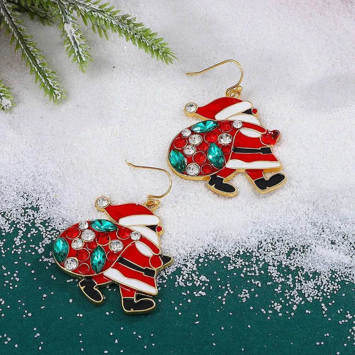 BowLift | Personalized Cute Santa Claus Earrings With Colorful Rhinestones Ins Fashion Christmas Earrings For Women Jewelry