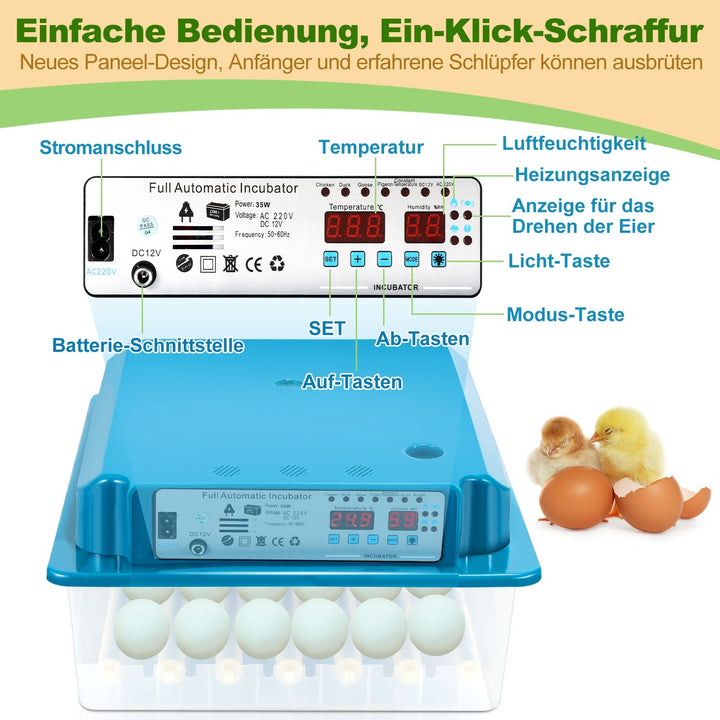 Brutautomat Fully Automatic Incubator for Chickens 36 Eggs | Bowlift