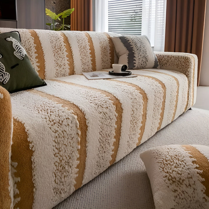 Plush sofa cover (2 pieces) – Soft, warm and decorative | Protects your sofa stylishly | Bowlift