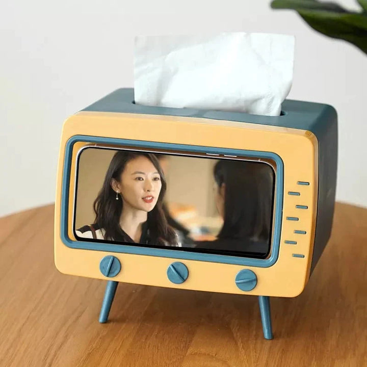 Creative Tv Tissue Box Holder With Phone Holder Bowlift