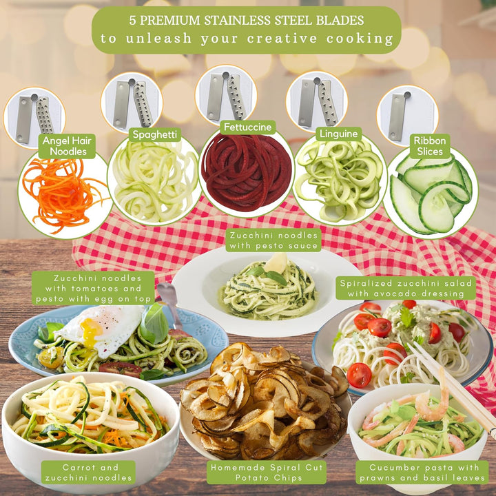 BowLift | 5-Piece Vegetable Spiralizer – Robust Slicer