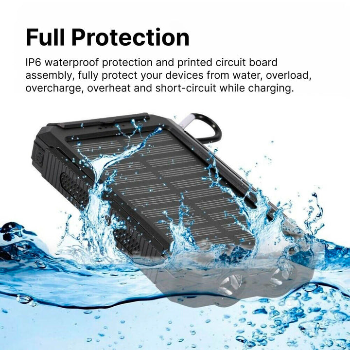 BowLift | 20,000mAh Waterproof Solar Power Bank with Dual USB Ports and LED Flashlight - Best Portable Charger for Outdoor Use