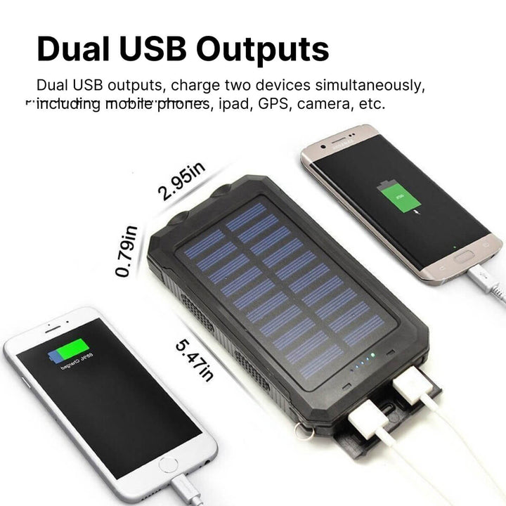 BowLift | 20,000mAh Waterproof Solar Power Bank with Dual USB Ports and LED Flashlight - Best Portable Charger for Outdoor Use