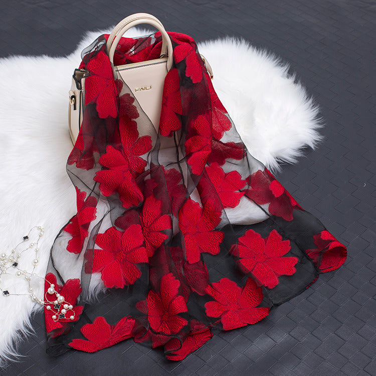 BowLift | Silk scarf with cut flowers hollow motif