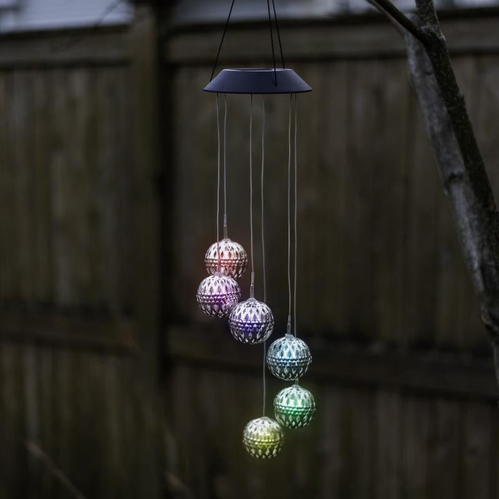 BowLift | Solar Metal Ball Wind Chime – Solar Powered LED Garden Decoration with Soothing Sounds