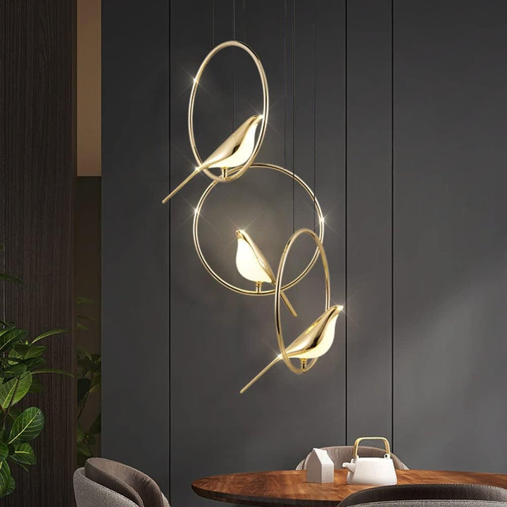 BowLift | Circle Pendant Lamp with Bird Motifs – Modern Lighting Fixture for Home Decor & Unique Ceiling Design