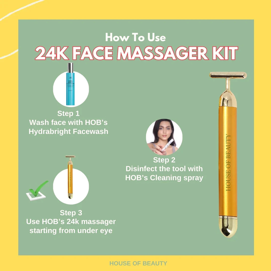 BowLift | GildedGlow Luxe Face Massage Roller | Revitalize your skin with an electric massage tool with 24K gold for a radiant complexion