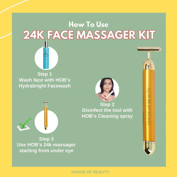 BowLift | GildedGlow Luxe Face Massage Roller | Revitalize your skin with an electric massage tool with 24K gold for a radiant complexion