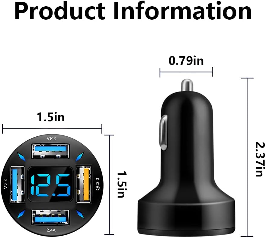 BowLift | Car Charger 66W Super Fast Charging with USB PD & QC 3.0 – Universal for 12-24V Cigarette Lighter