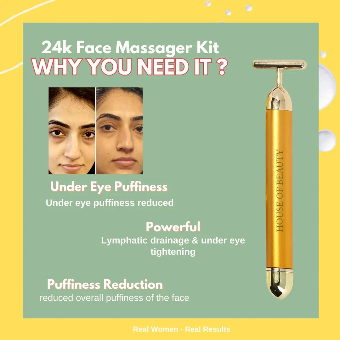 BowLift | GildedGlow Luxe Face Massage Roller | Revitalize your skin with an electric massage tool with 24K gold for a radiant complexion
