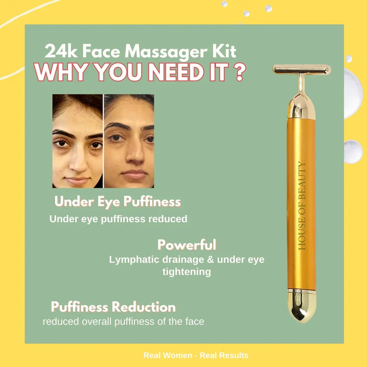 BowLift | GildedGlow Luxe Face Massage Roller | Revitalize your skin with an electric massage tool with 24K gold for a radiant complexion
