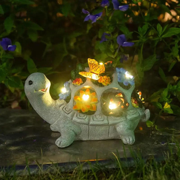 BowLift | Solaro Turtle Garden | Solar Turtle Statue with LED & Succulents | For Garden, Terrace & Balcony
