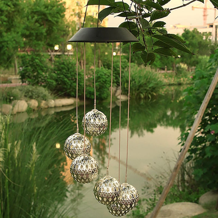 BowLift | Solar Metal Ball Wind Chime – Solar Powered LED Garden Decoration with Soothing Sounds
