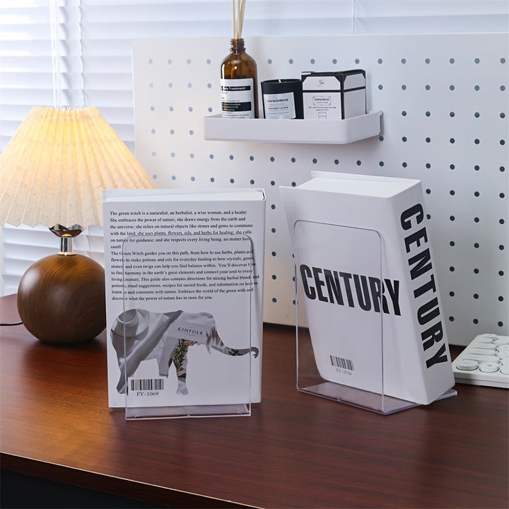 ClearStand - Elegant Transparent Bookends Set of 2 Bowlift