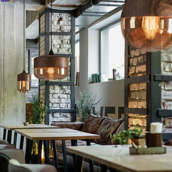 BowLift | Scandinavian Pendant Lamp made of Wood and Tinted Glass