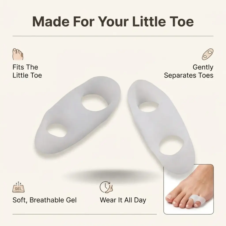 ToeGuard Orthopedic Toe Spacers | Bunionette Corrector - Little Toe Straightener - for Bunions - Hammertoe and Toe Alignment Bowlift
