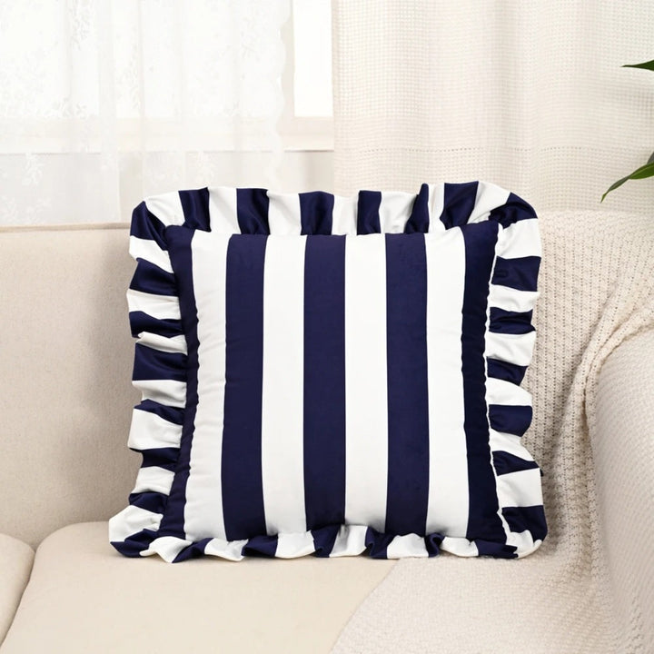 BowLift | Retro Striped Ruffle Cushion Cover