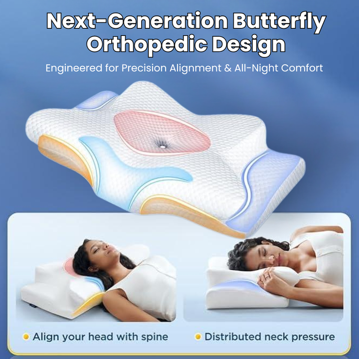 BowLift | Pillow for Side & Back Sleepers – Orthopedic Memory Foam Pillow for Neck & Shoulder Pain Relief and Perfect Sleep Alignment