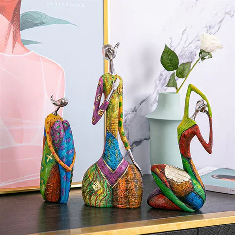 BowLift | Modern Abstract Woman Sculptures – Handcrafted Colourful Resin Art for Home Decor
