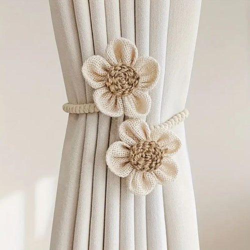 BowLift | Floral Hemp Curtain Tie Back | 2Pcs Set