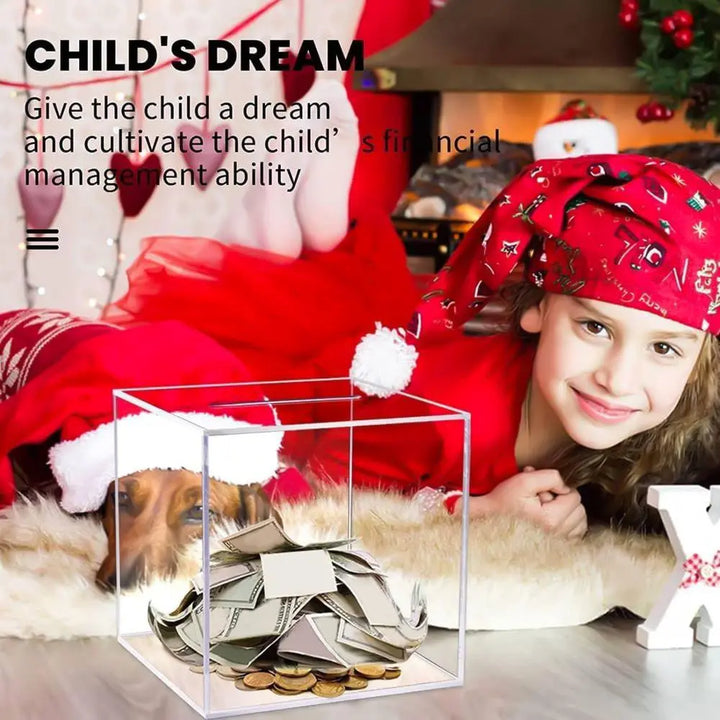 Unopenable transparent acrylic piggy bank | Bowlift