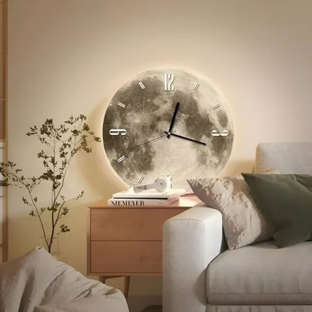 BowLift | Decorative Large Wall Clock with Moon Motif