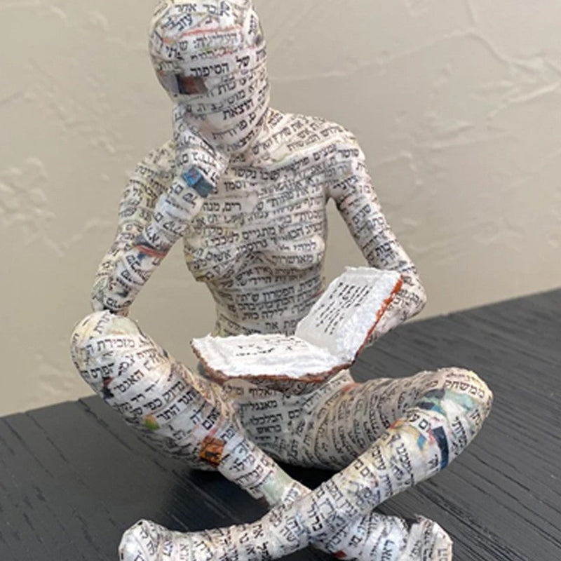 Resin Modern Reading Woman Statue Ornament in The Shape of a Scholar | Bowlift