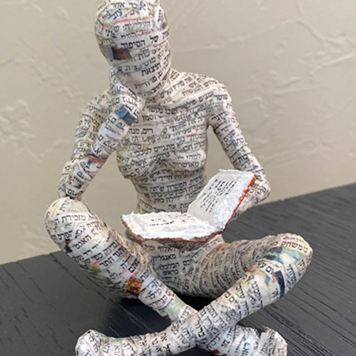 Resin Modern Reading Woman Statue Ornament in The Shape of a Scholar | Bowlift
