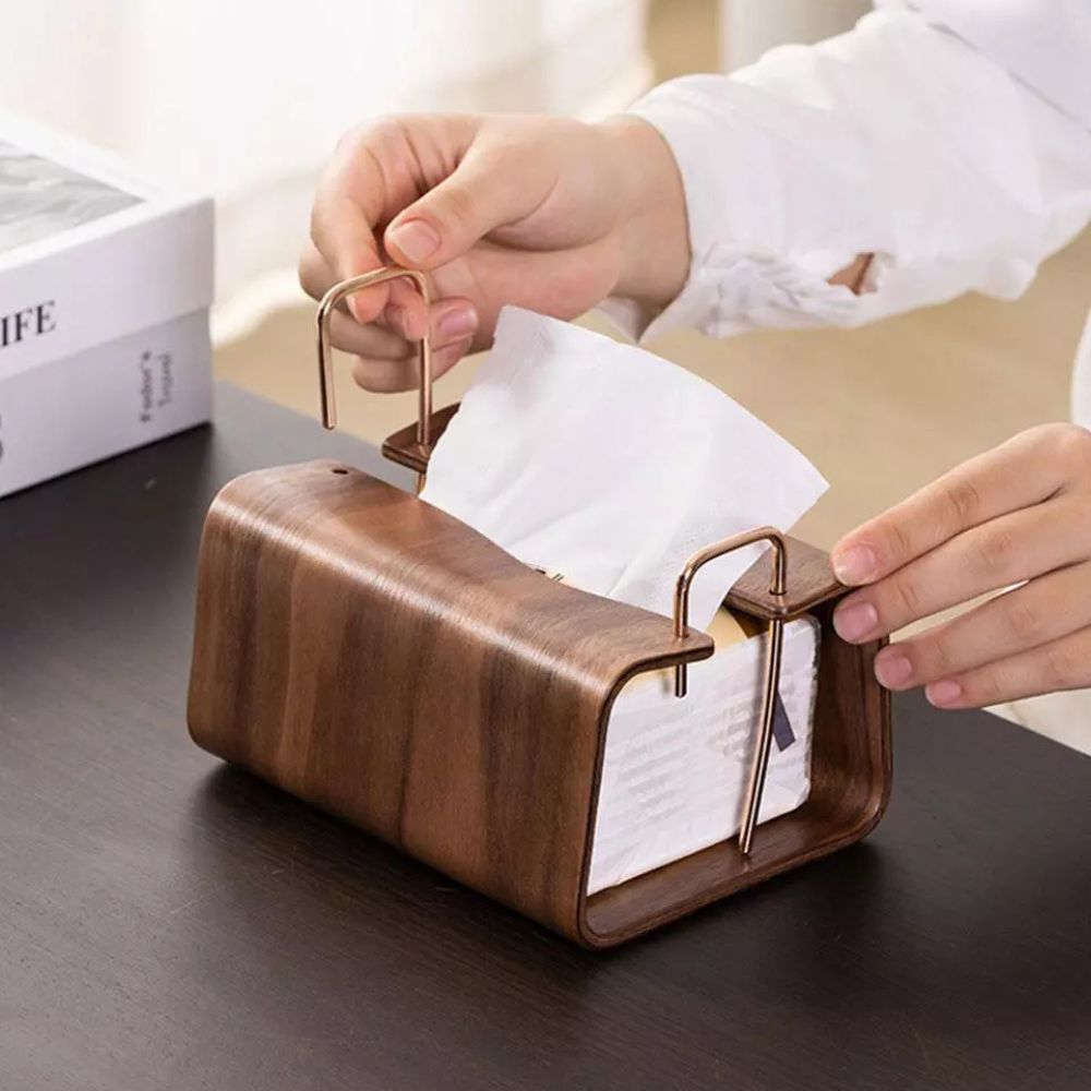 BowLift | Wooden Brass Tissue Holder