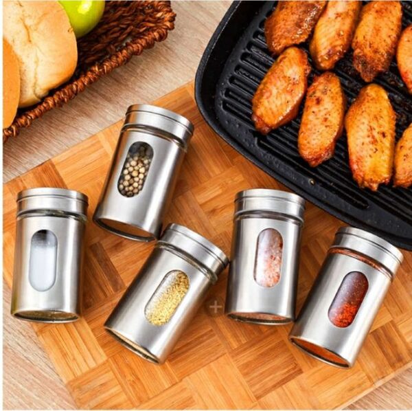 Stainless Steel Spice Jar With Rotate Cover Bowlift