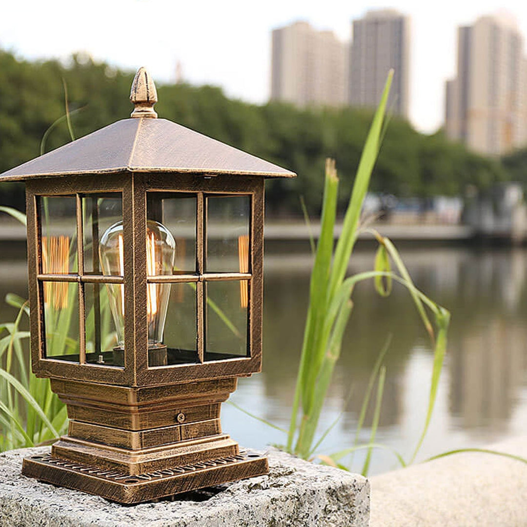 European Outdoor Column Lantern Waterproof  Rustproof 1-Light Patio Light | Bowlift