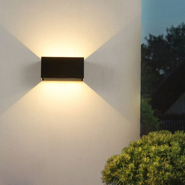 Modern Outdoor Waterproof Rectangular LED Up and Down Illuminated Outdoor Wall Sconce Lamp | Bowlift