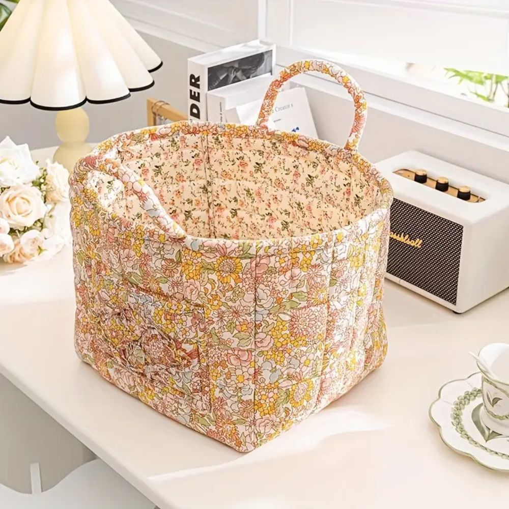 BowLift | Delicate Floral Canvas Storage Basket